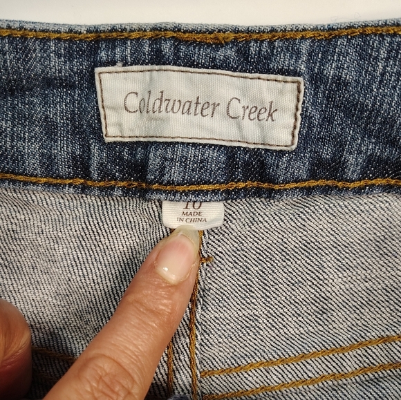 Coldwater Creek women's denim jeans,straight leg,high rise, studs,sz 10,Boho. - Picture 12 of 16